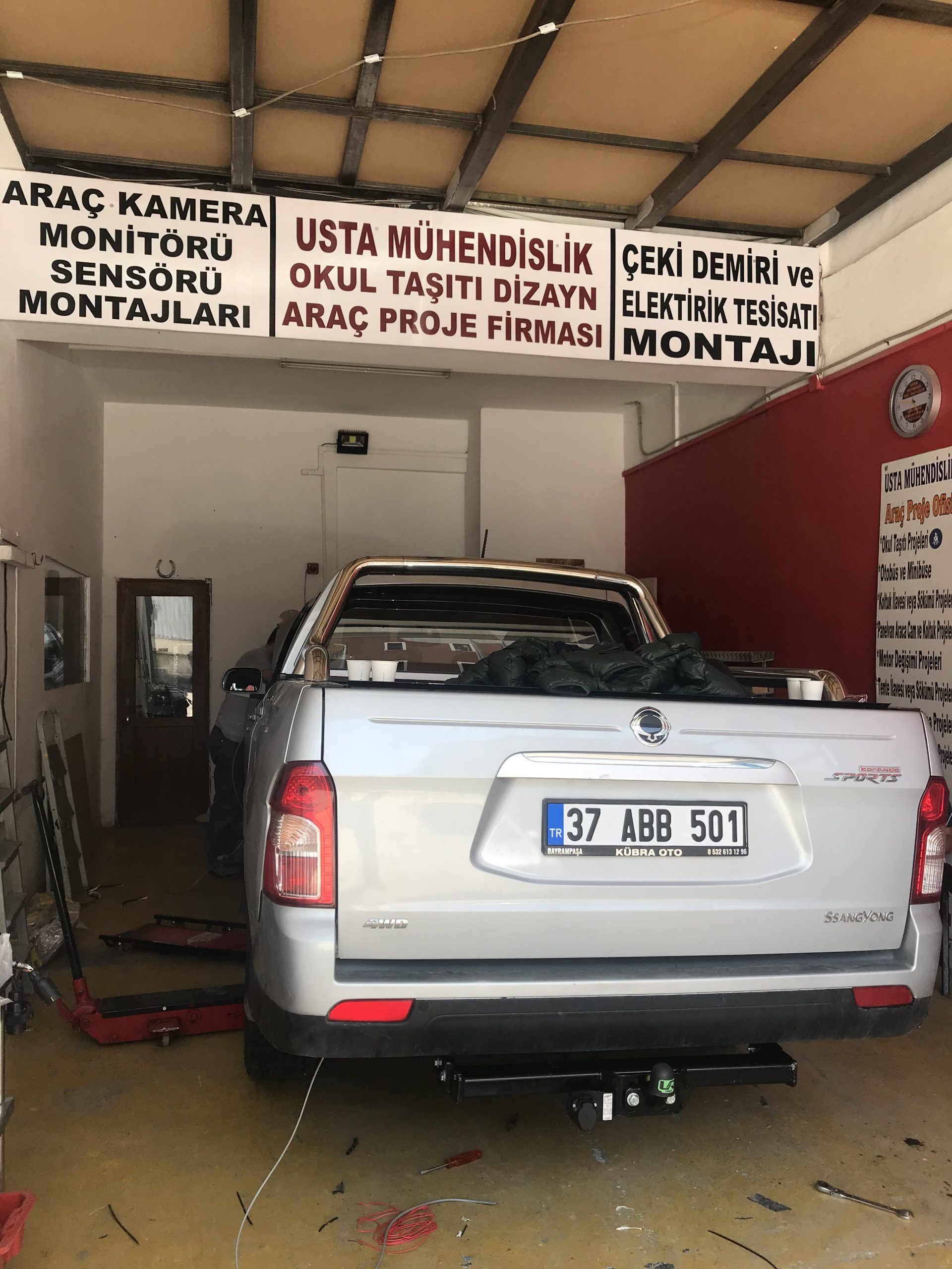 SSANYONG KAMYONET araçlara çeki demiri takma montajı ve araç proje firması ANKARA USTA MÜHENDİSLİK 05323118894